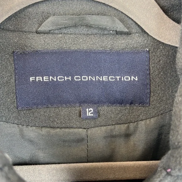 French Connection Women's Black Long Sleeve Long Coat Size 12 - Picture 2 of 5